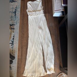 Showpo Cream Wide Leg Jumpsuit